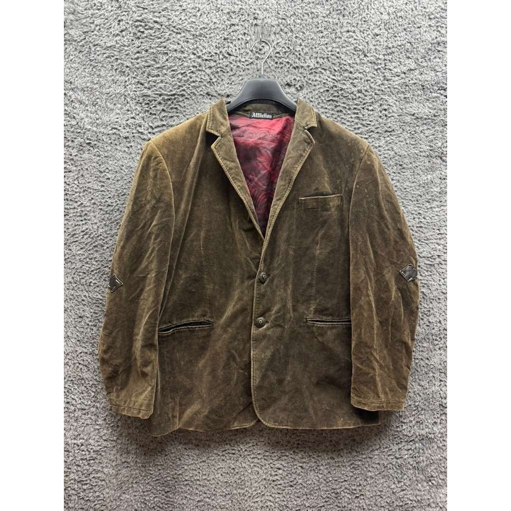 Vintage Y2K Affliction Velvet Cotton Blazer Jacket Brown Men's Size XL / 48-50‎